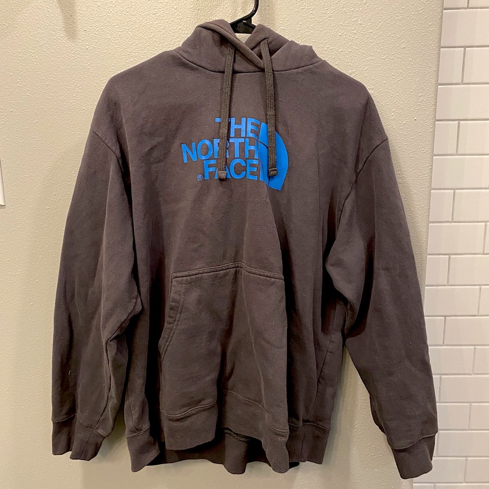 Gray/Blue Men’s Northface Hoodie Sweatshirt XL